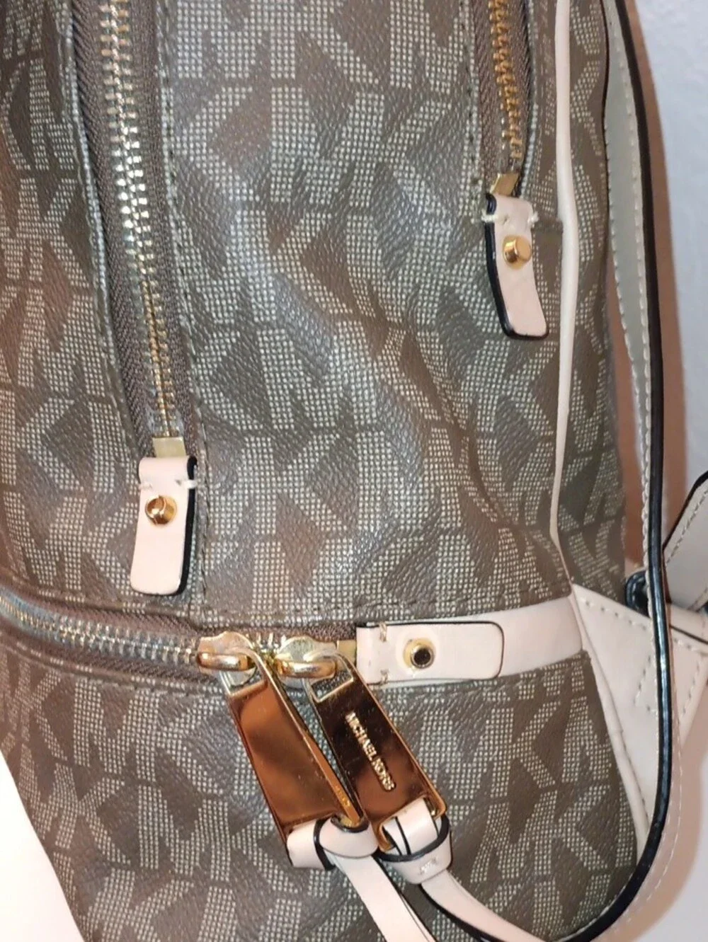 Michael Kors Brown Logo Mid Mini Backpack with Gold Hardware